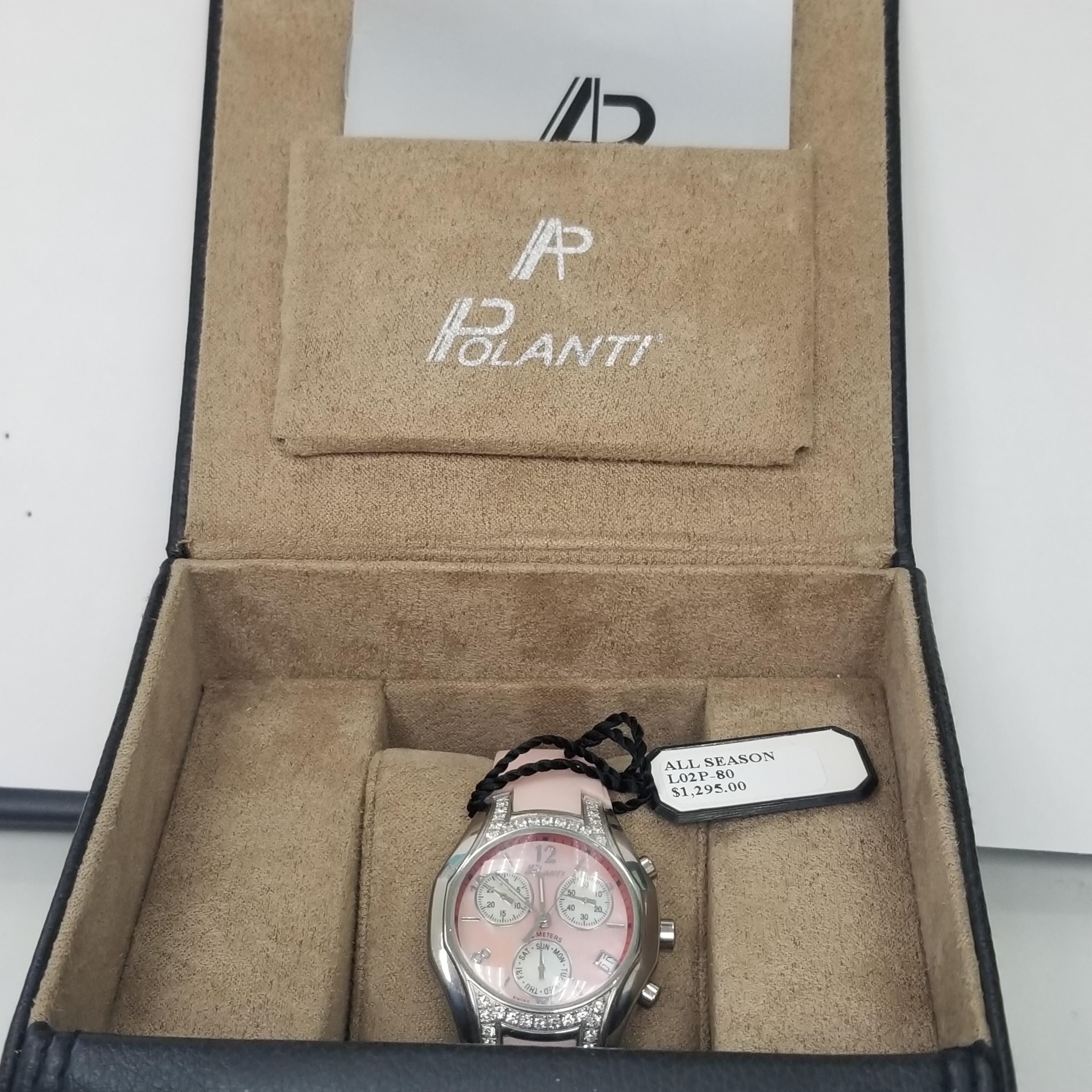 Women's or Men's Polanti Chronograph Stainless Steel Case and Rubber Strap with Diamonds