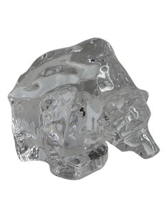Polar Bear Animal Sculpture Statue Glass, Orrefors Vintage, Sweden, 1980s