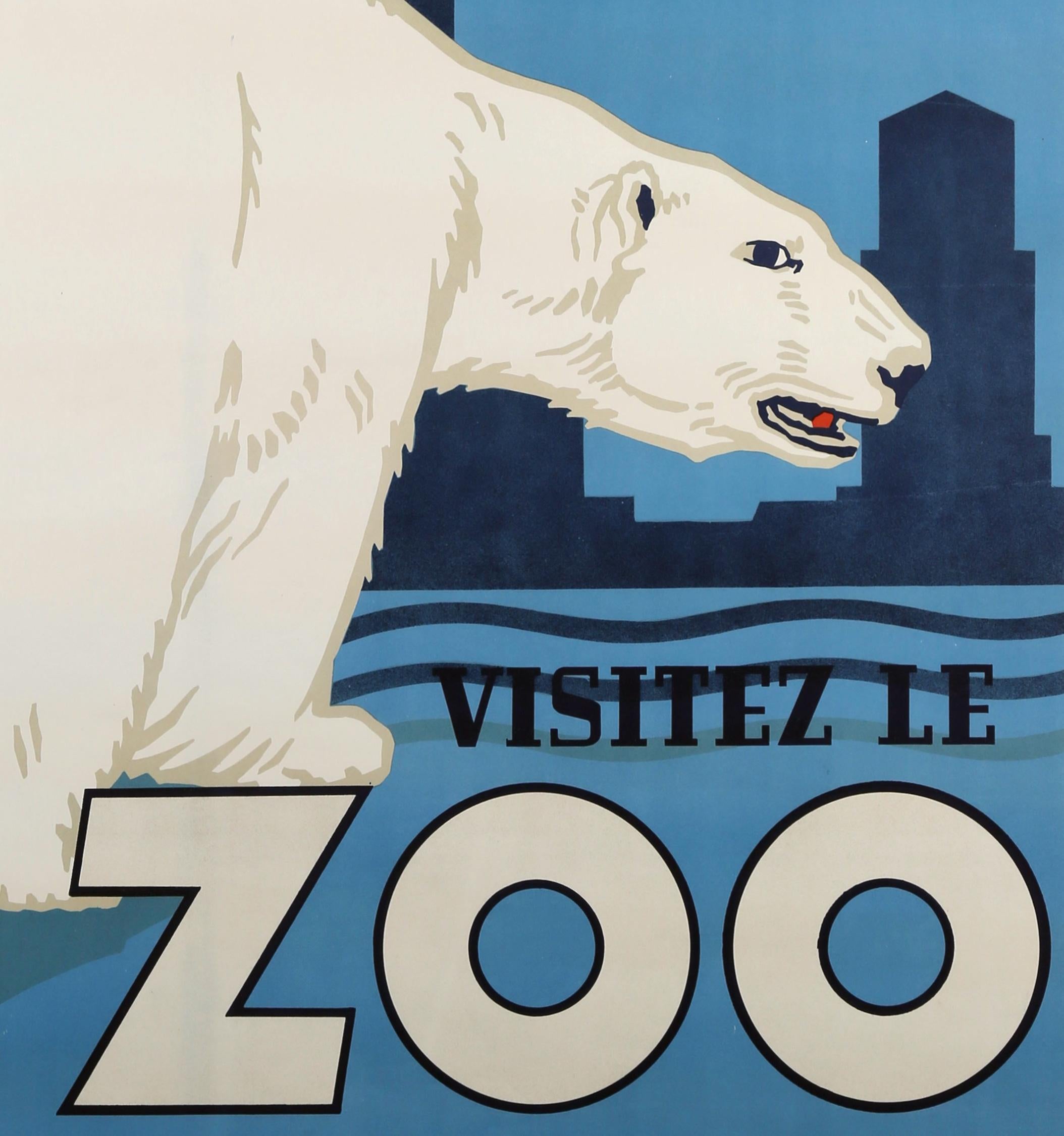 Belgian Polar Bear, Belgium, Zoo, Poster, 1950, Vintage Rare For Sale