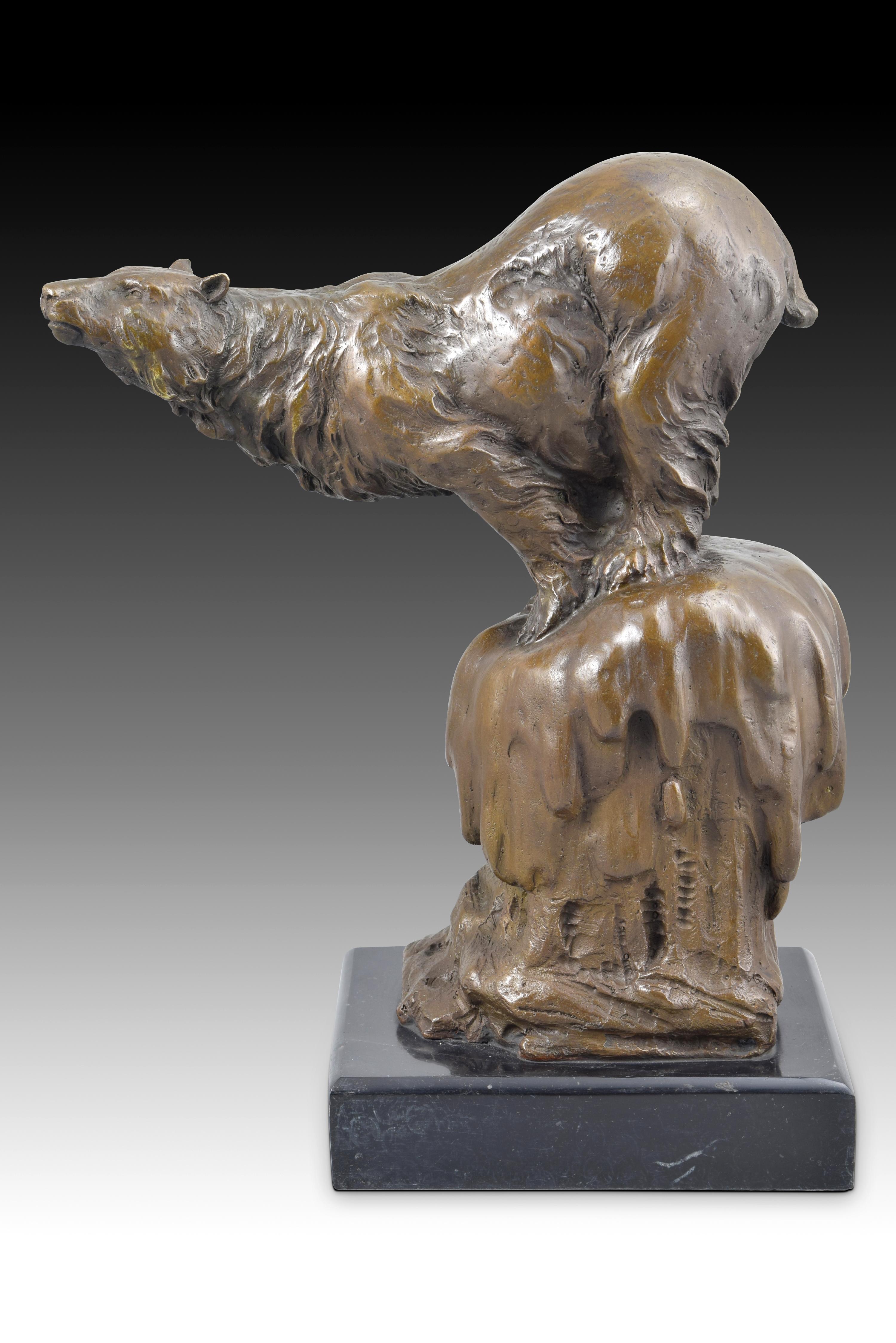 European Polar Bear Bronze, Marble, Bronze, 20th Century For Sale