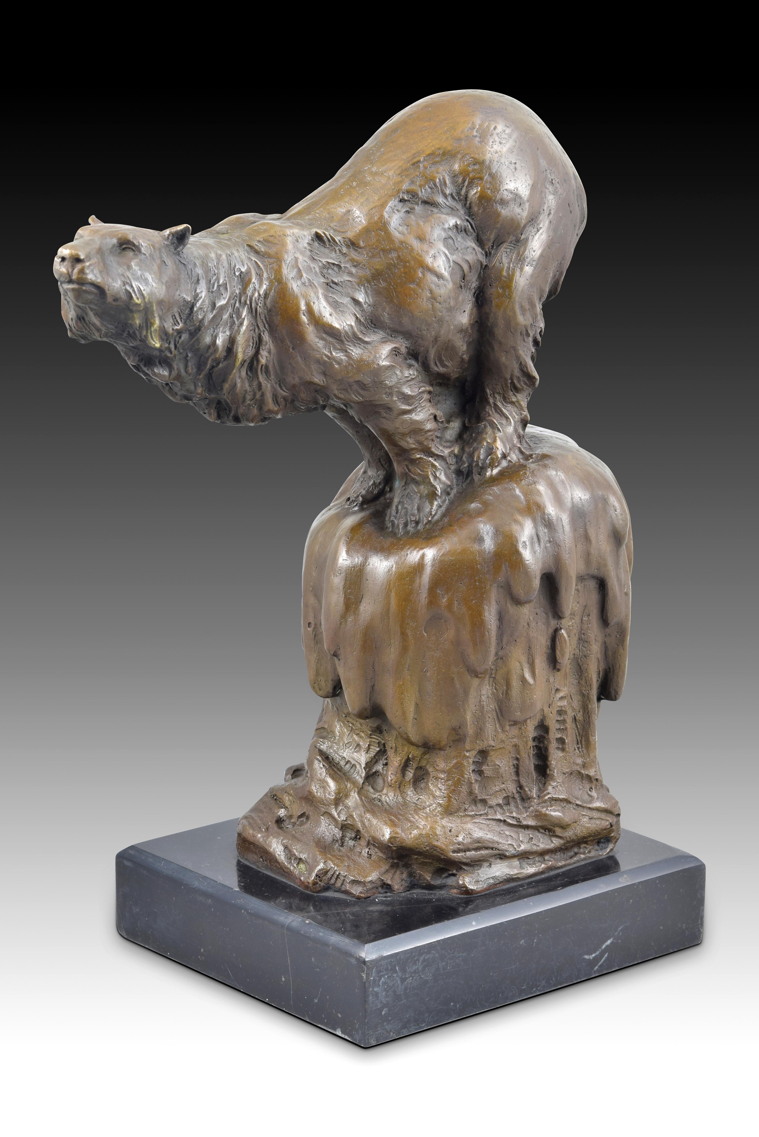 Polar Bear Bronze, Marble, Bronze, 20th Century In Good Condition For Sale In Madrid, ES