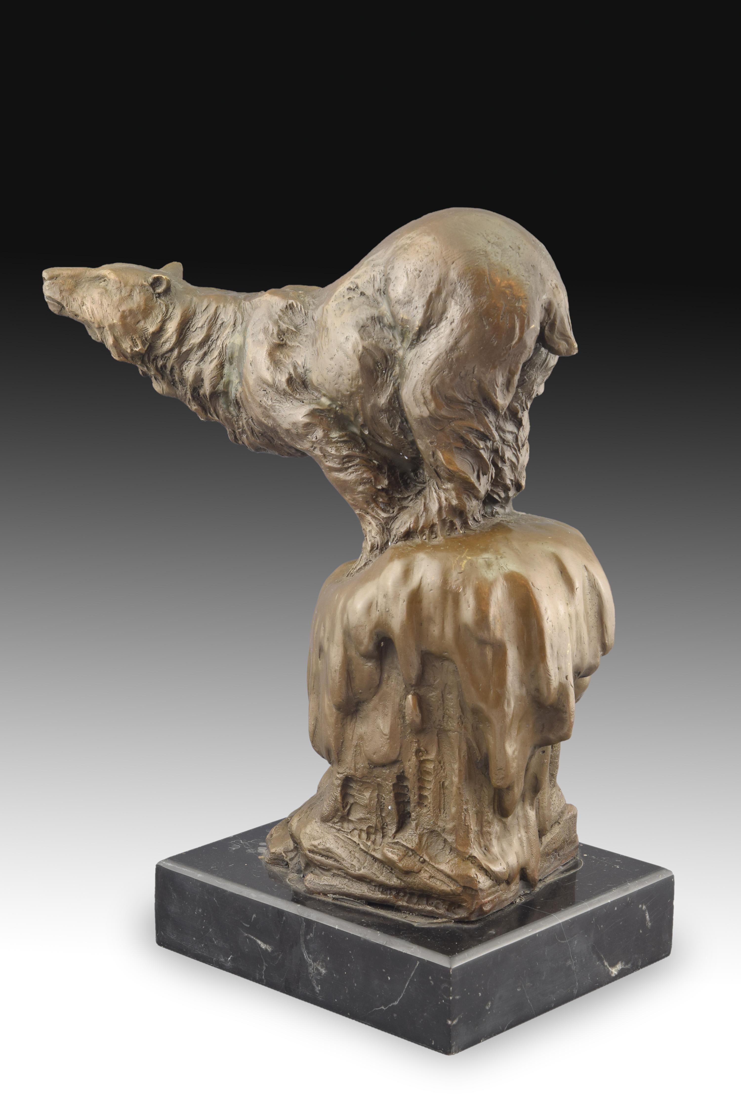 Polar Bear Bronze, Marble, Bronze, 20th Century For Sale 1