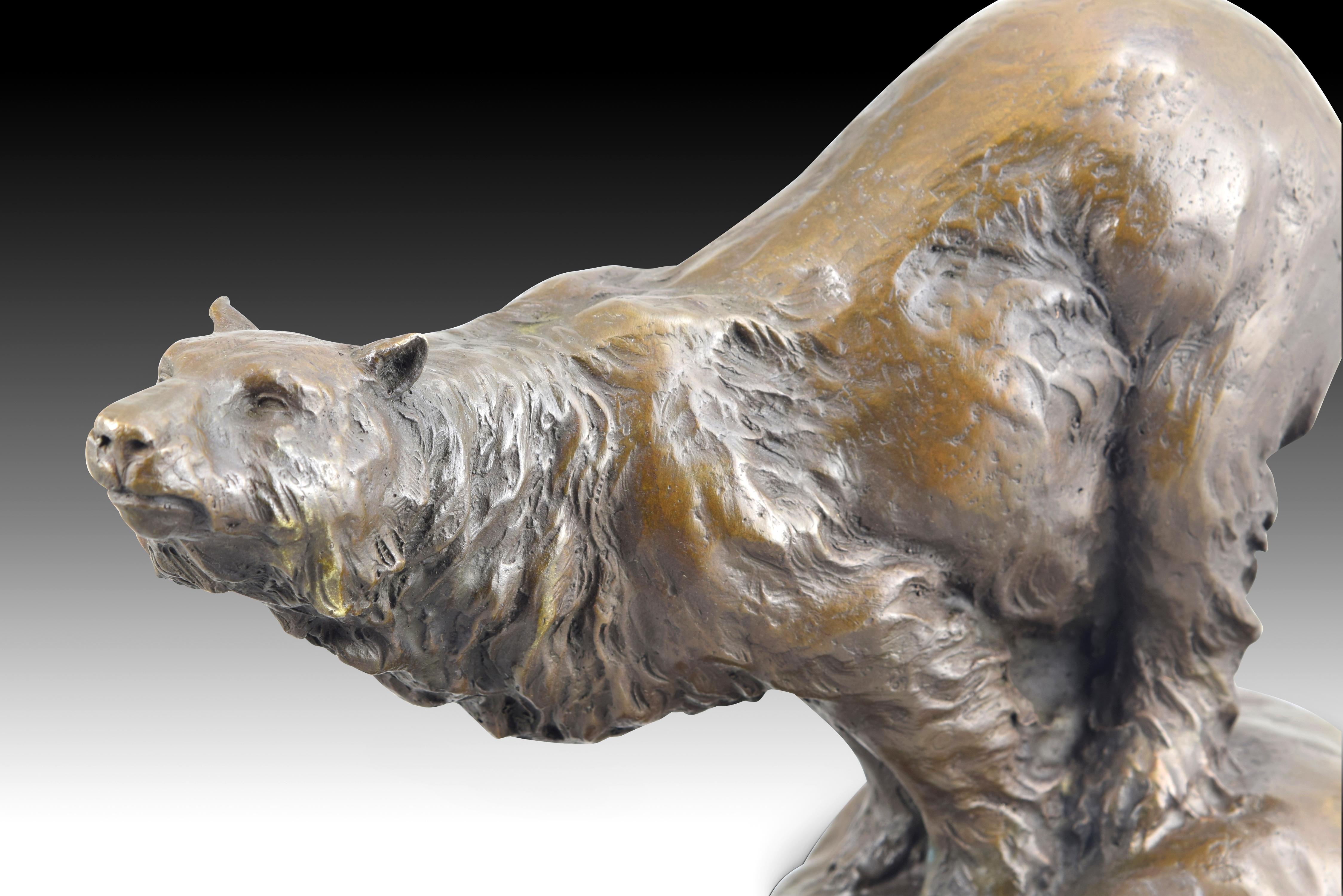 Polar Bear Bronze, Marble, Bronze, 20th Century For Sale 3