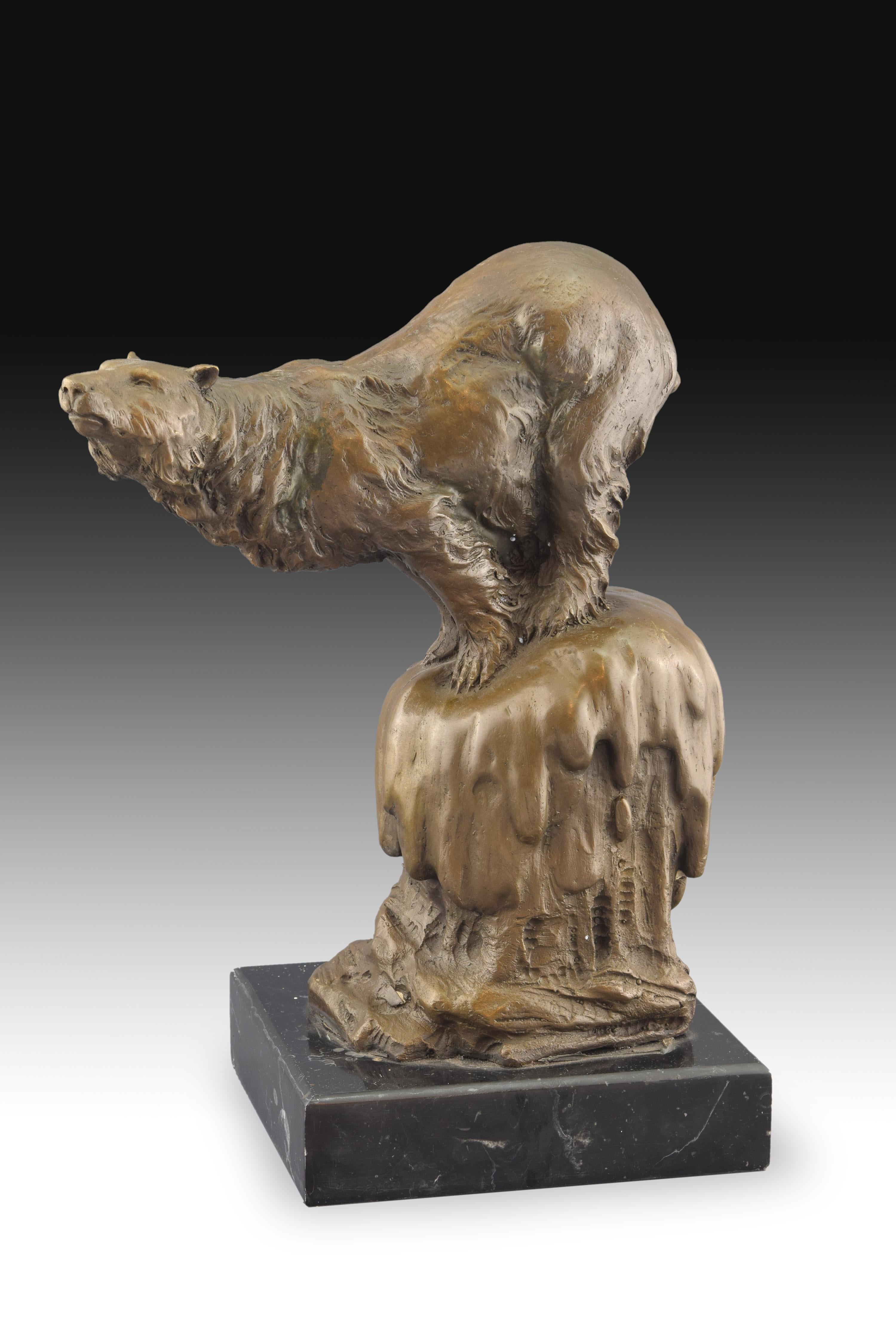 Bronze, marbre, bronze, ours polaire, 20e siècle en vente 3