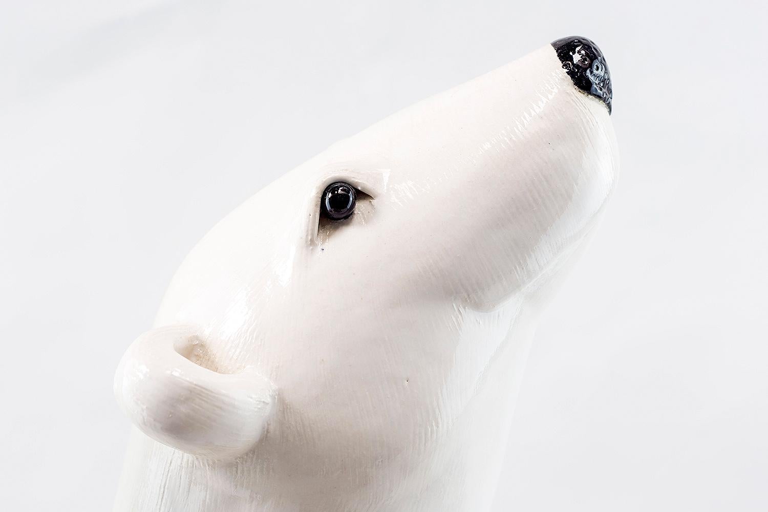 Polar Bear, Earthenware Sculpture, Valerie Courtet In Excellent Condition In Saint-Ouen, FR