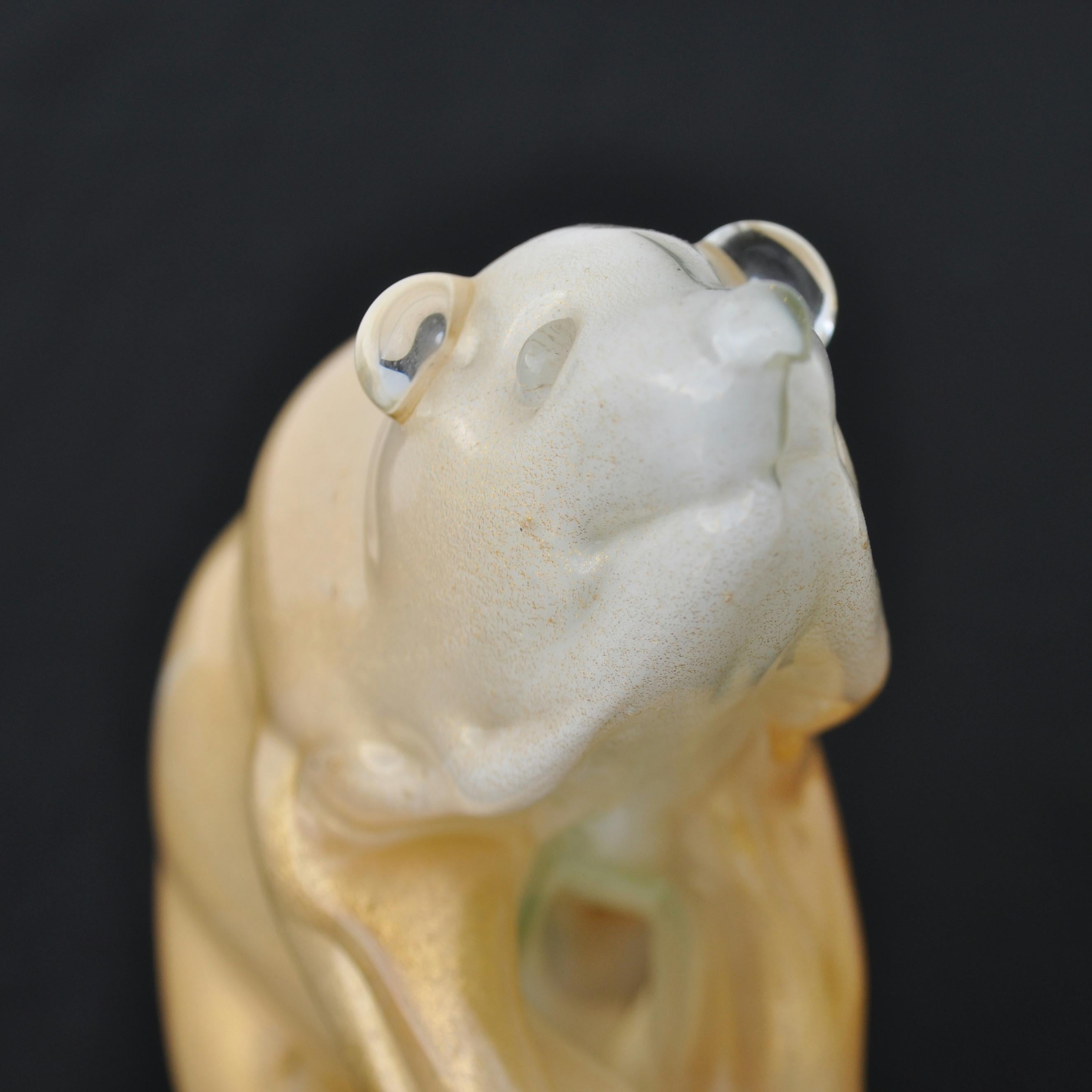 Mid-20th Century Polar Bear in Lattimo Glass with Gold Leaf, Sommerso, Seguso, 1930s