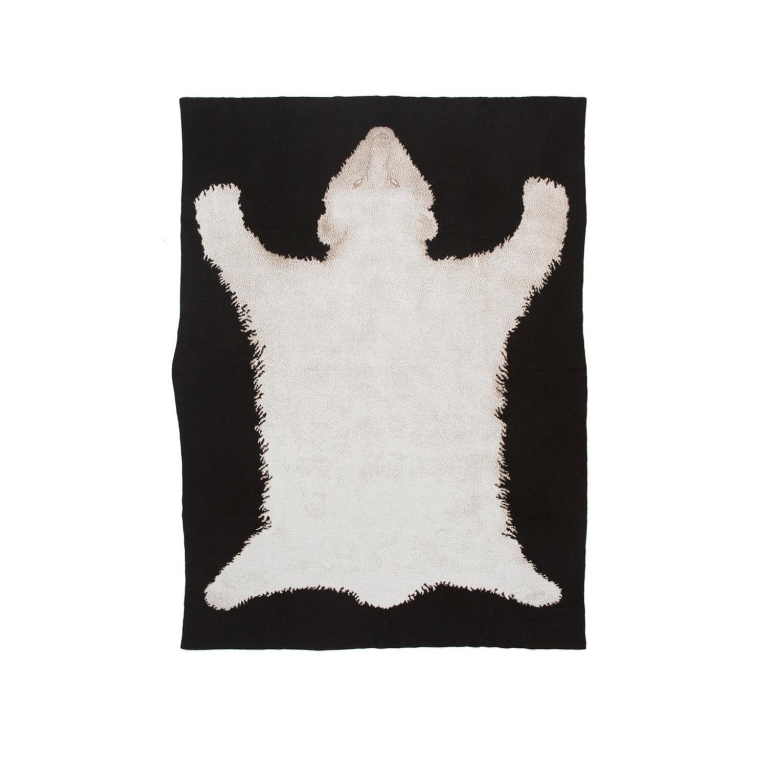 Contemporary Polar Bear Rug Mongolian Cashmere Queen Size Blanket For Sale