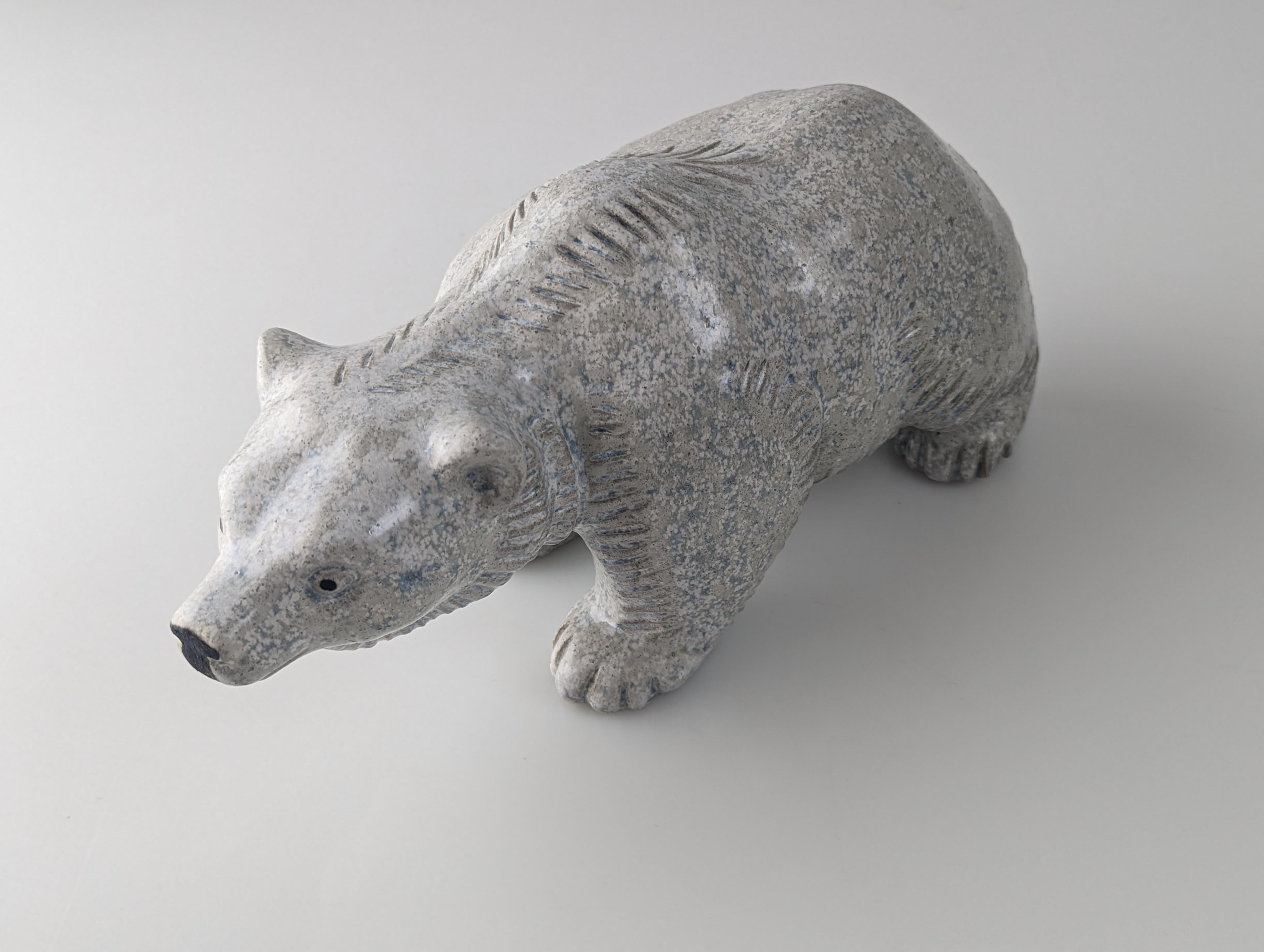 Polar Bear Sculpture by Oscar Hartung for Ego Stengods 1970 In Good Condition For Sale In Benalmadena, ES