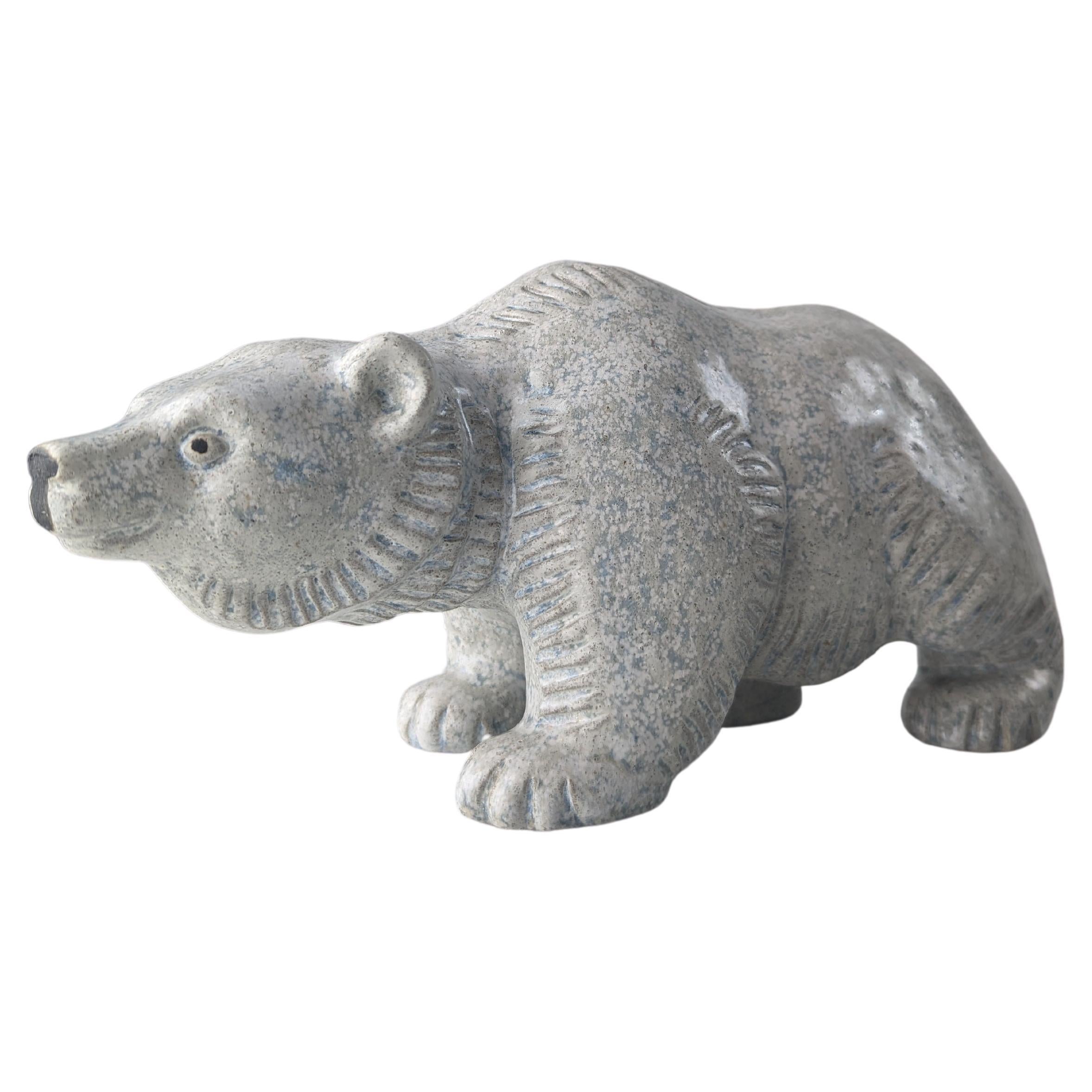 Sculpture d'ours polaire Oscar Hartung pour Ego Stengods 1970 en vente