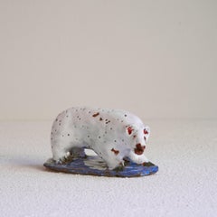 Polar Bear Sculpture in Glazed Clay