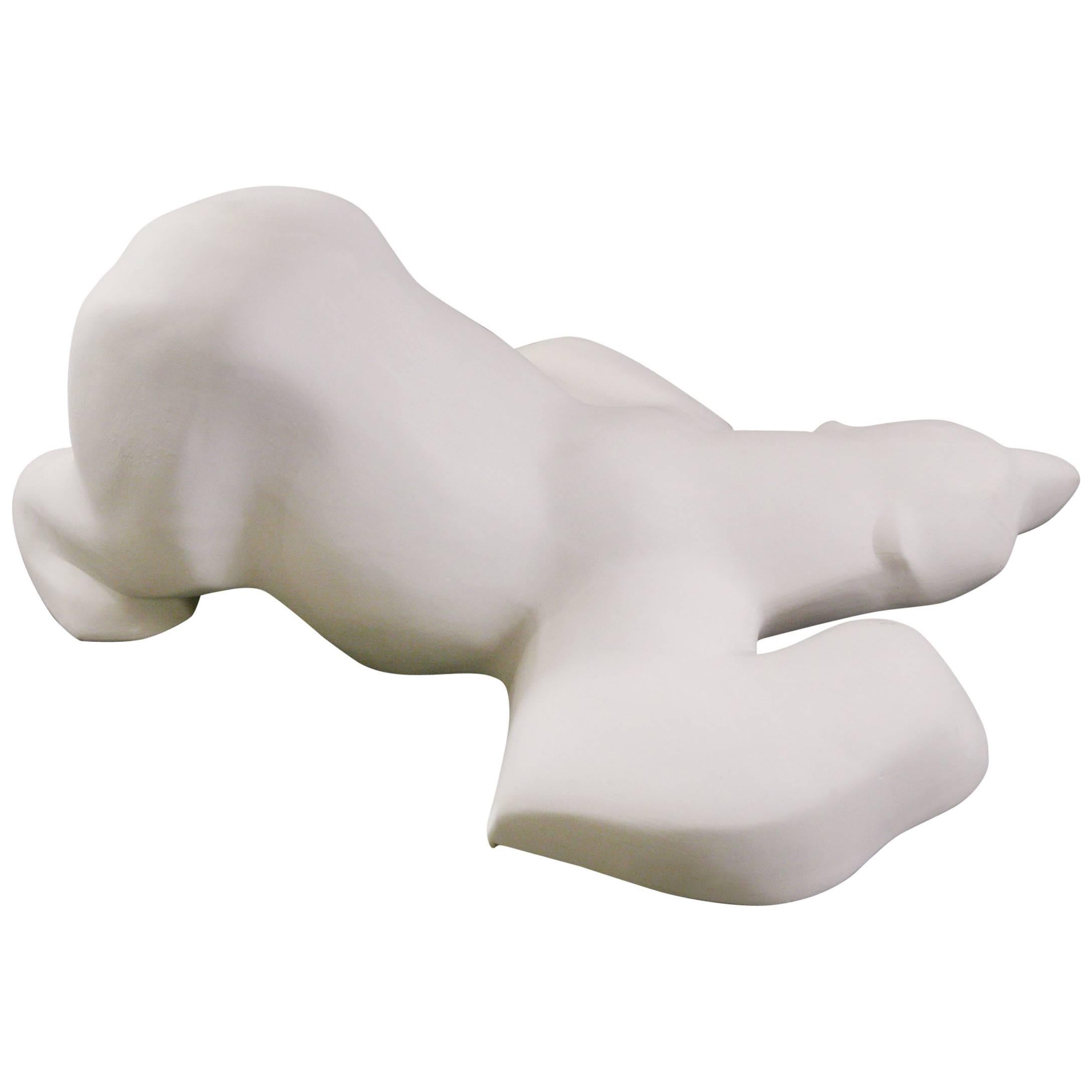Sculpture d'ours polaire en céramique blanche mate