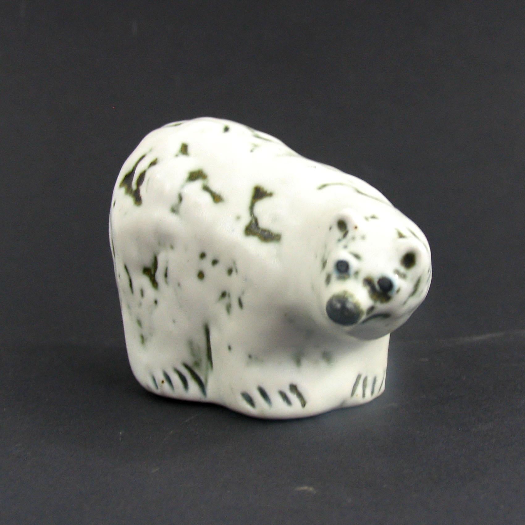 Mid-Century Modern Polar Bear Vintage Ceramic Figurine by Henrik Allert for Pentik, Finland For Sale