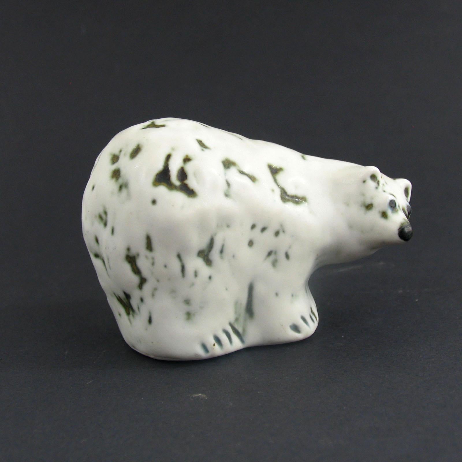 Stoneware Polar Bear Vintage Ceramic Figurine by Henrik Allert for Pentik, Finland For Sale