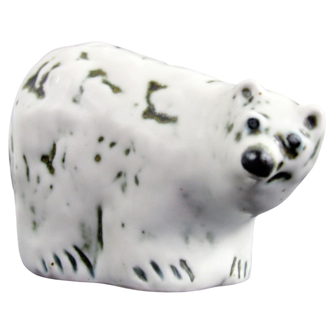 Polar Bear Vintage Ceramic Figurine by Henrik Allert for Pentik, Finland For Sale