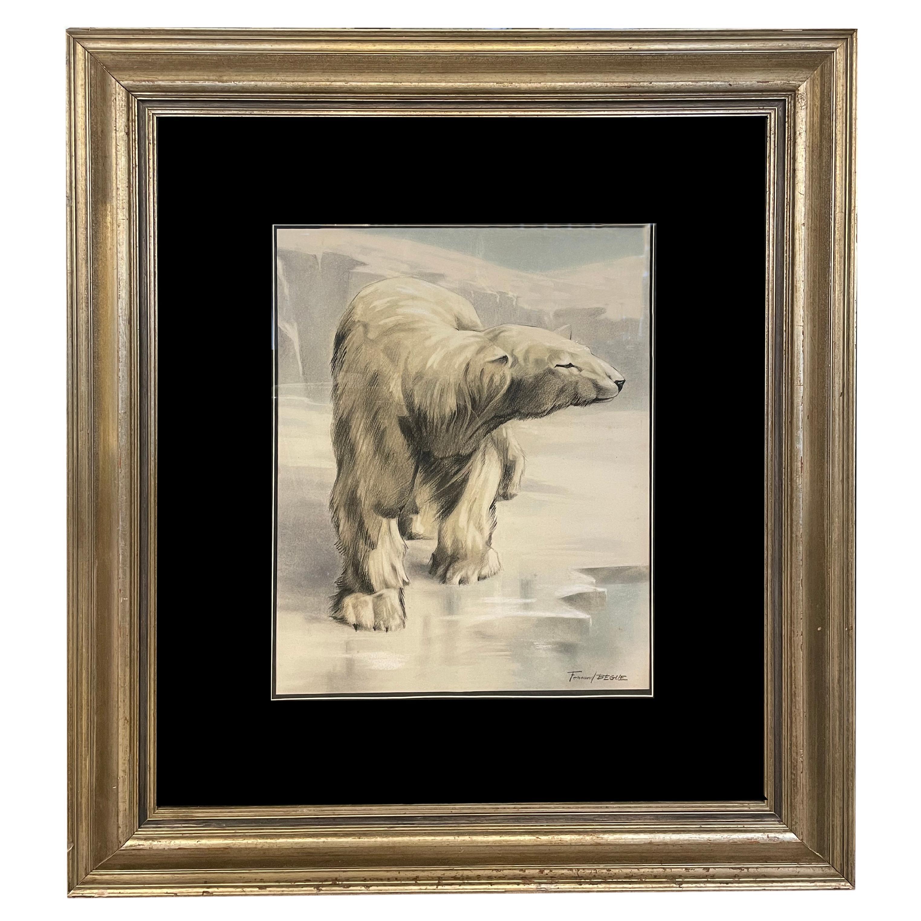 Eisbär Aquarell mit Kohle, 1925-35