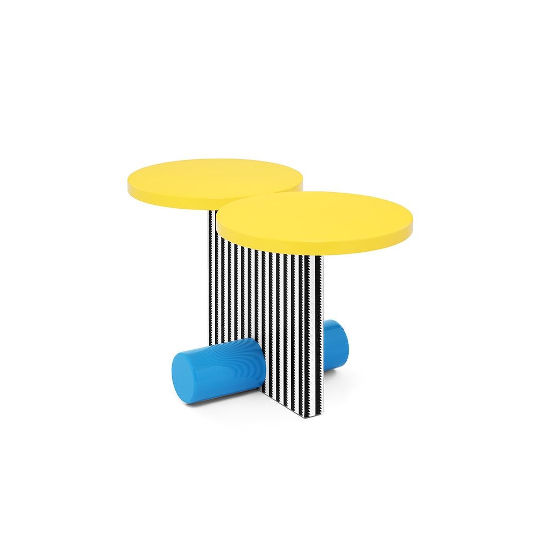 Laminated Polar End Table in Plastic and Wood by Michele De Lucchi for Memphis Milano Coll For Sale