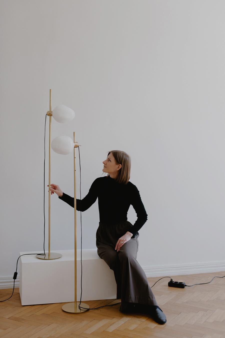 Modern Minimalist 'Polar' Floor Lamp in Matte Brass by Baiba Glass For Sale 1