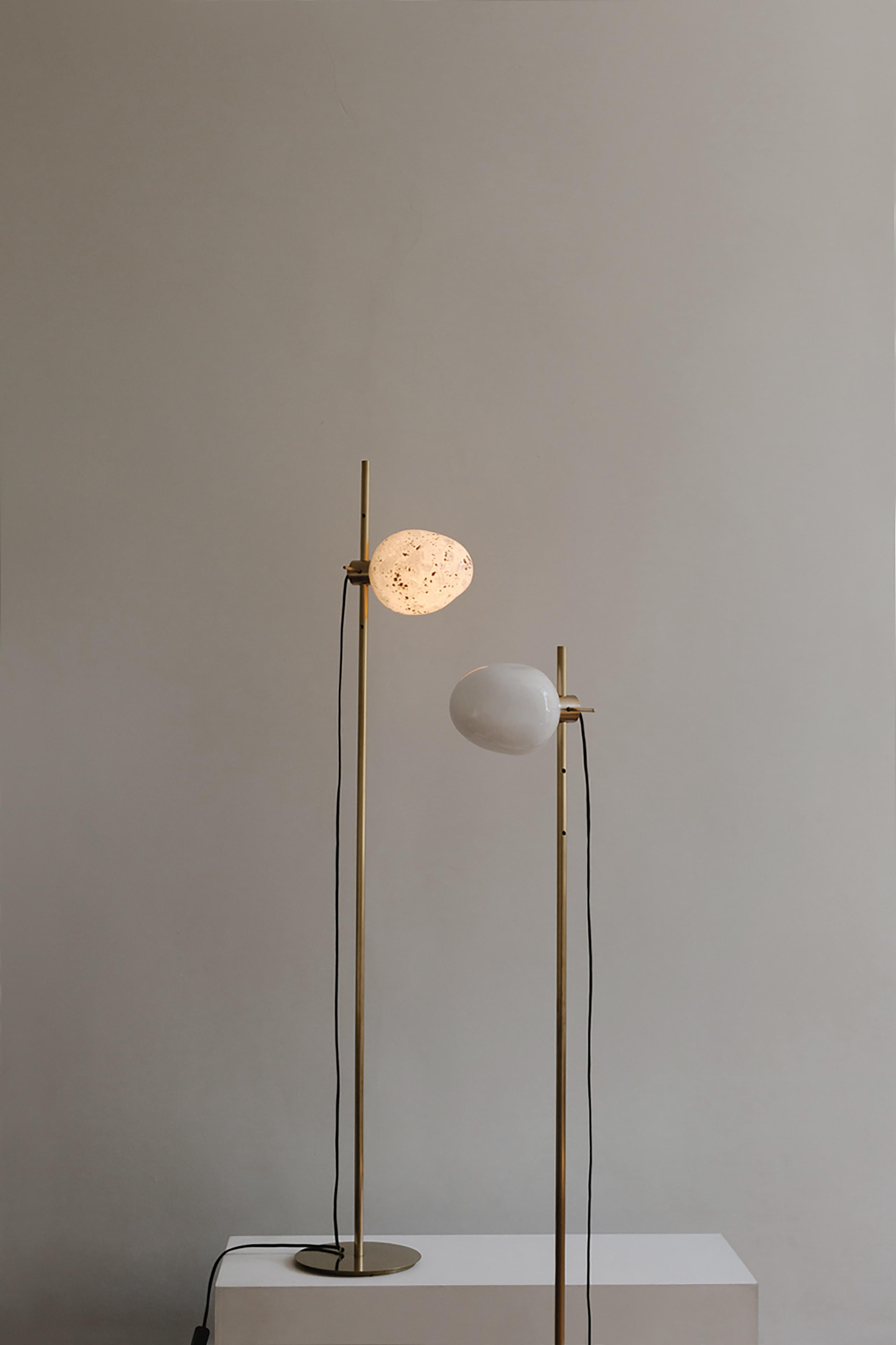 Modern Minimalist 'Polar' Floor Lamp with stardust in Matte Brass by Baiba Glass For Sale 2