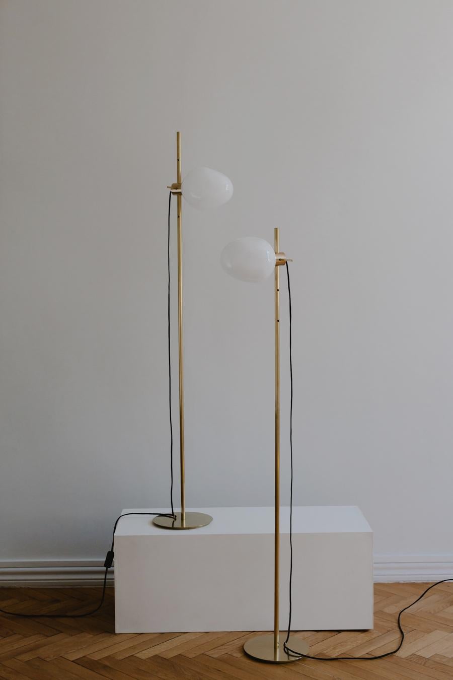 European Modern Minimalist 'Polar' Floor Lamp in Matte Brass by Baiba Glass For Sale