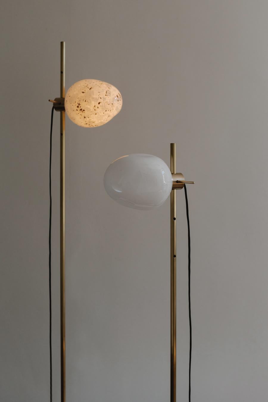 Modern Minimalist 'Polar' Floor Lamp with stardust in Matte Brass by Baiba Glass For Sale 3