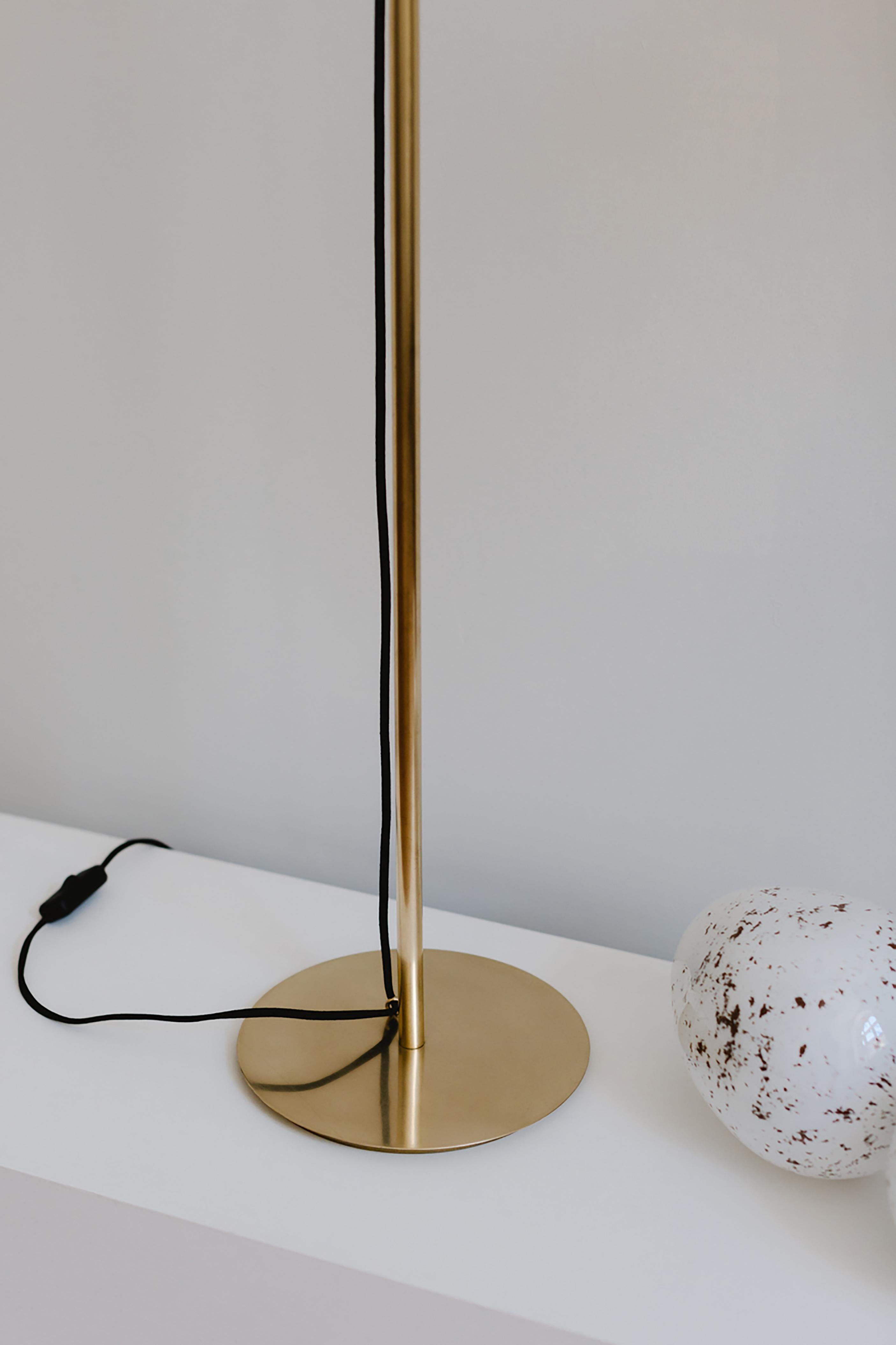 Modern Minimalist 'Polar' Floor Lamp with stardust in Matte Brass by Baiba Glass In New Condition For Sale In Rīga, LV