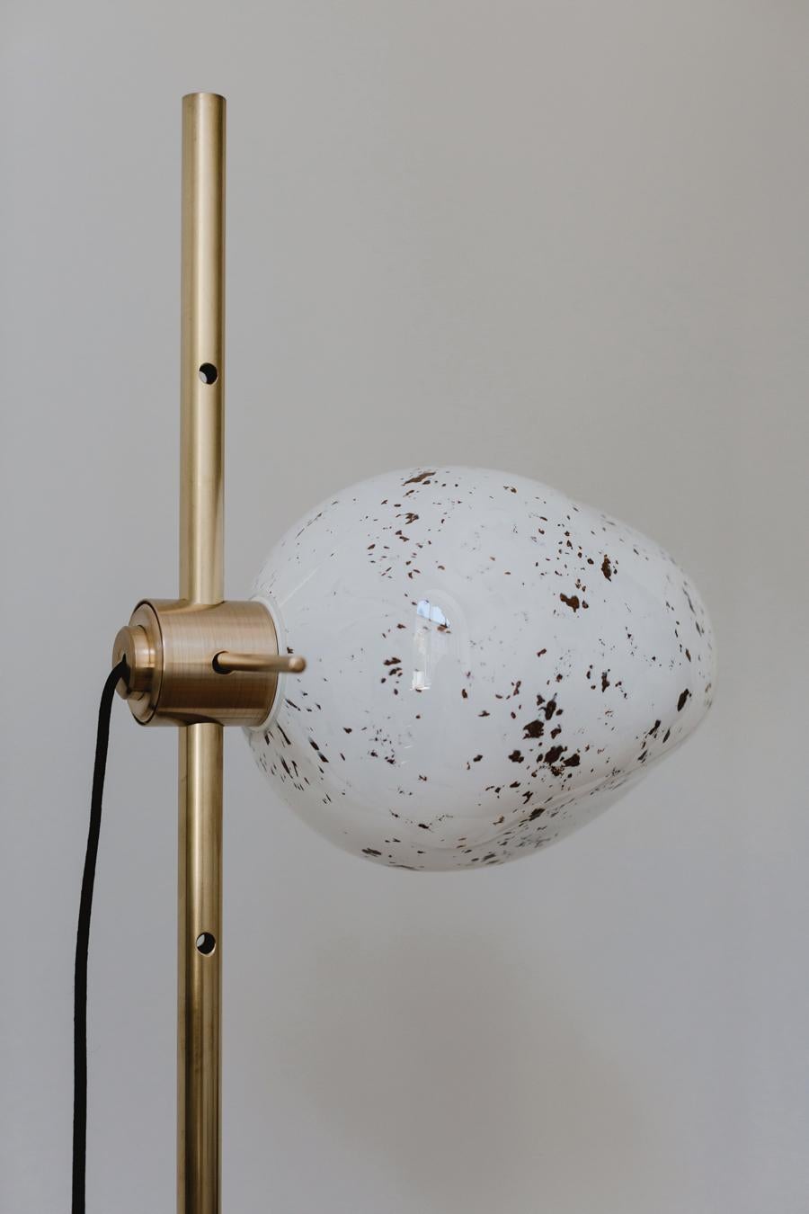 Latvian Modern Minimalist 'Polar' Floor Lamp with stardust in Matte Brass by Baiba Glass For Sale