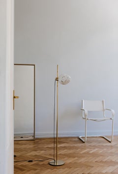 Modern Minimalist 'Polar' Floor Lamp with stardust in Matte Brass by Baiba Glass