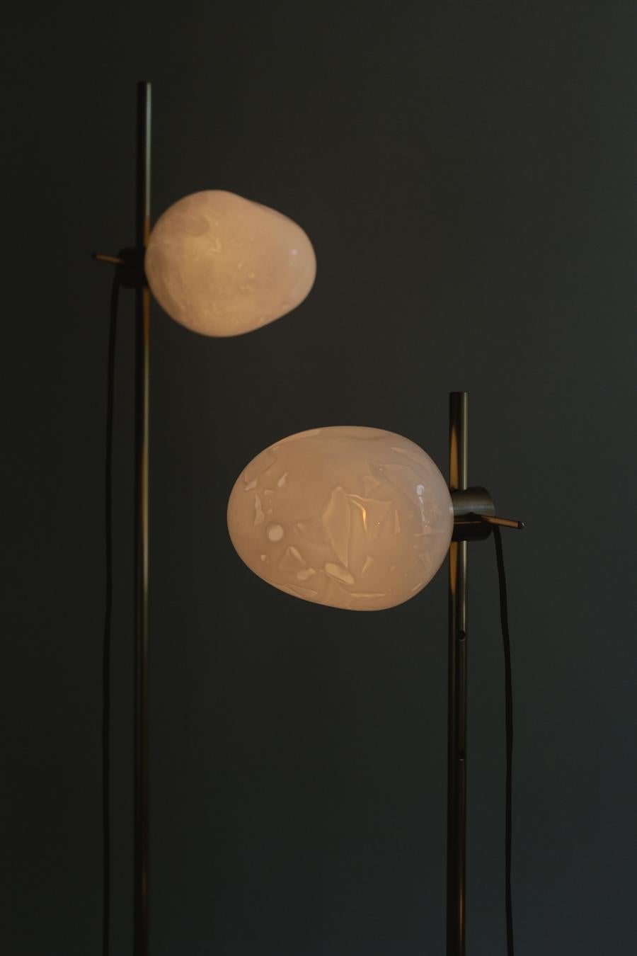 Hand-Crafted Modern Minimalist 'Polar' Floor Lamp in Matte Brass by Baiba Glass For Sale