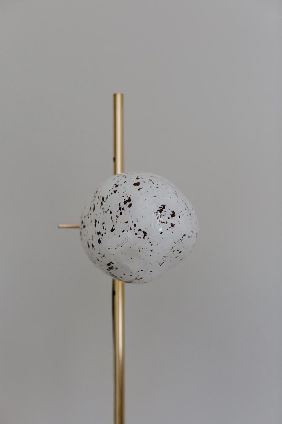 Hand-Crafted Modern Minimalist 'Polar' Floor Lamp with stardust in Matte Brass by Baiba Glass For Sale