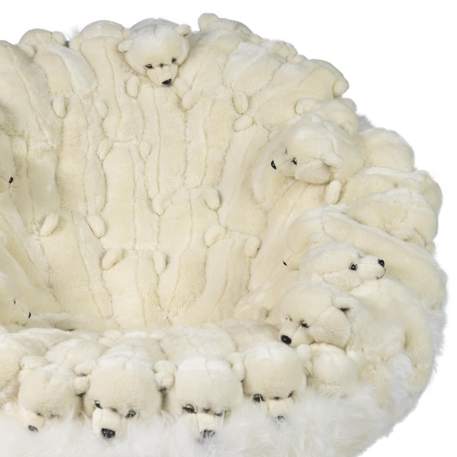 Contemporary Polar Plush Baby Bears Armchair Swivel in Limited Edition