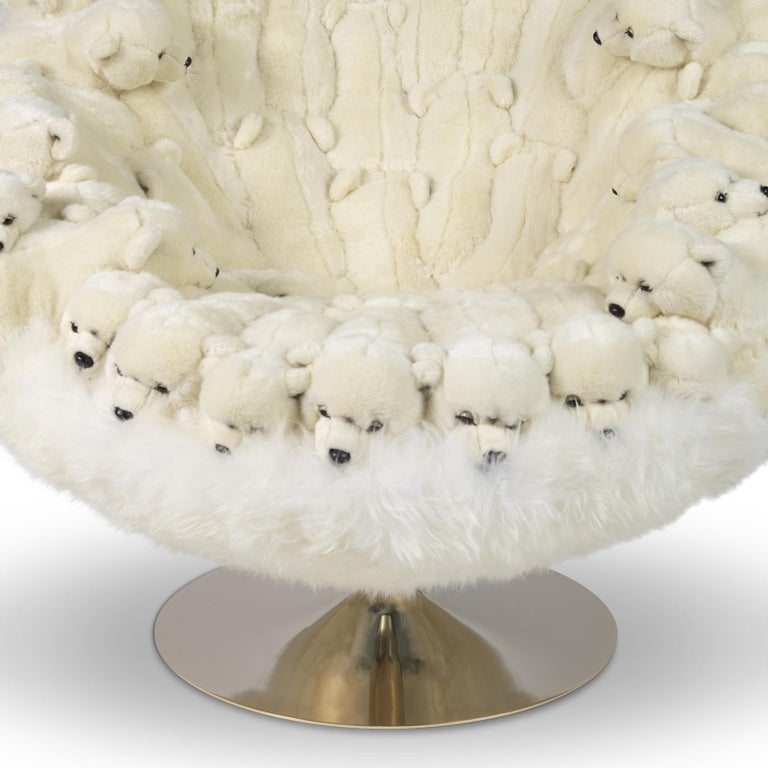 Polar Plush Baby Bears Armchair Swivel in Limited Edition For Sale at