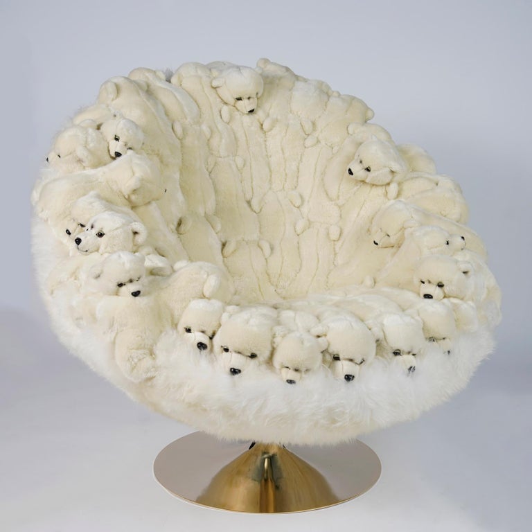 Polar Plush Baby Bears Armchair Swivel in Limited Edition at 1stDibs