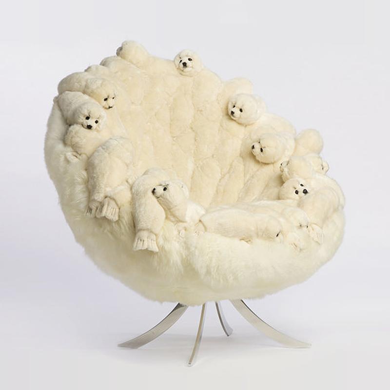 Polished Polar Plush Baby Seals Armchair Swivel in Limited Edition