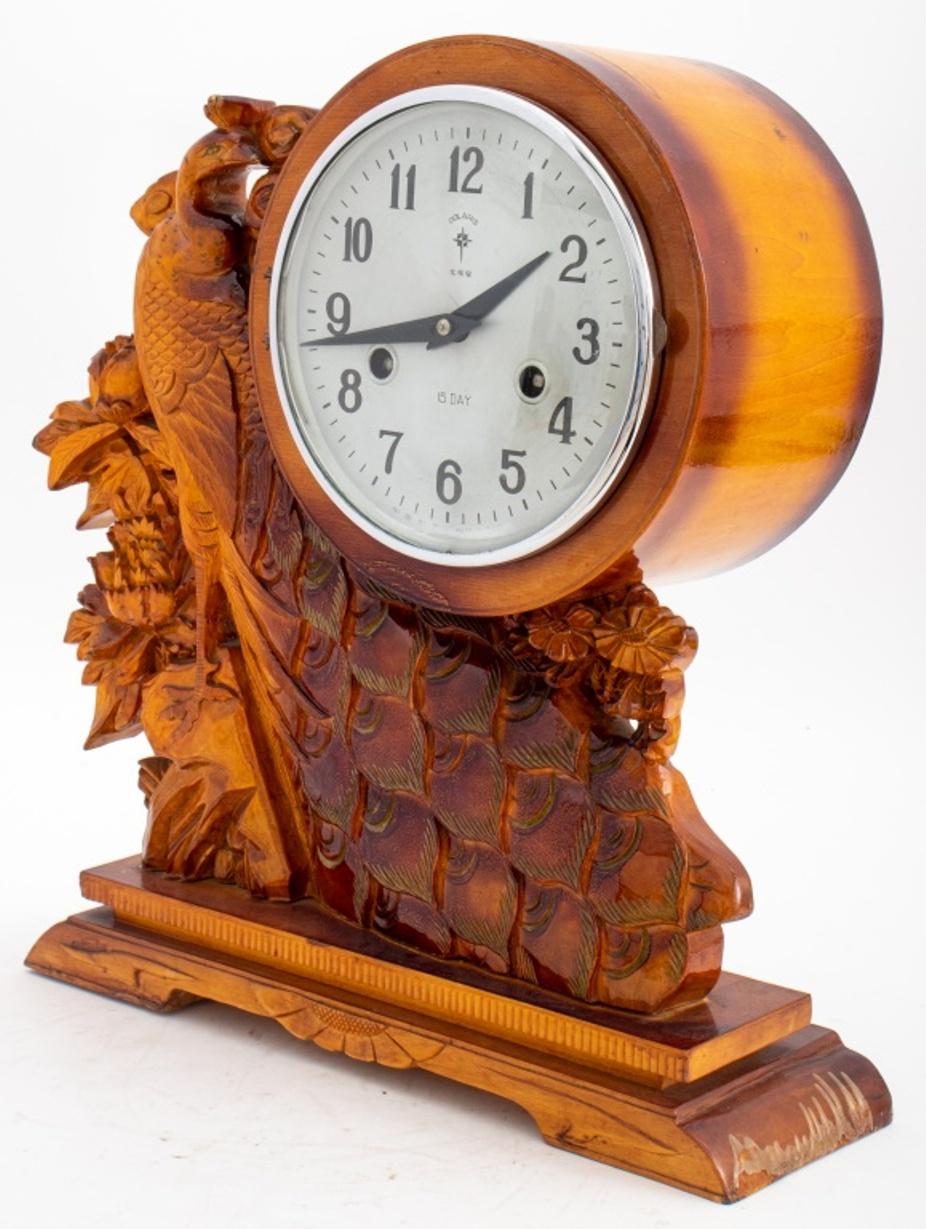 Wood Polaris 15 Day Peacock Clock For Sale