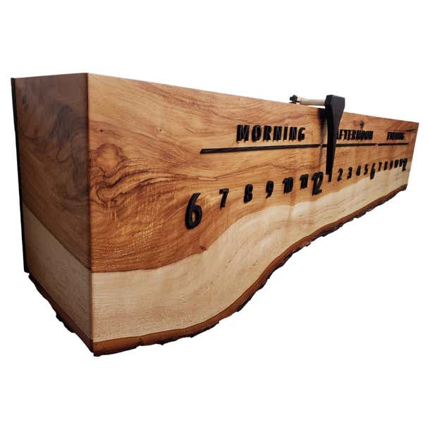 Polaris: 3-Foot Maple and Wenge Linear Wall Clock For Sale at 1stDibs