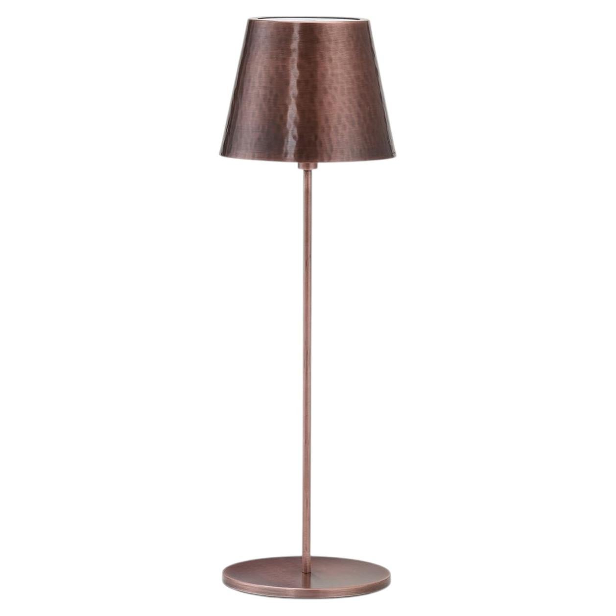Polaris Circle Antiqued-Copper Wireless Table Lamp by Harari For Sale