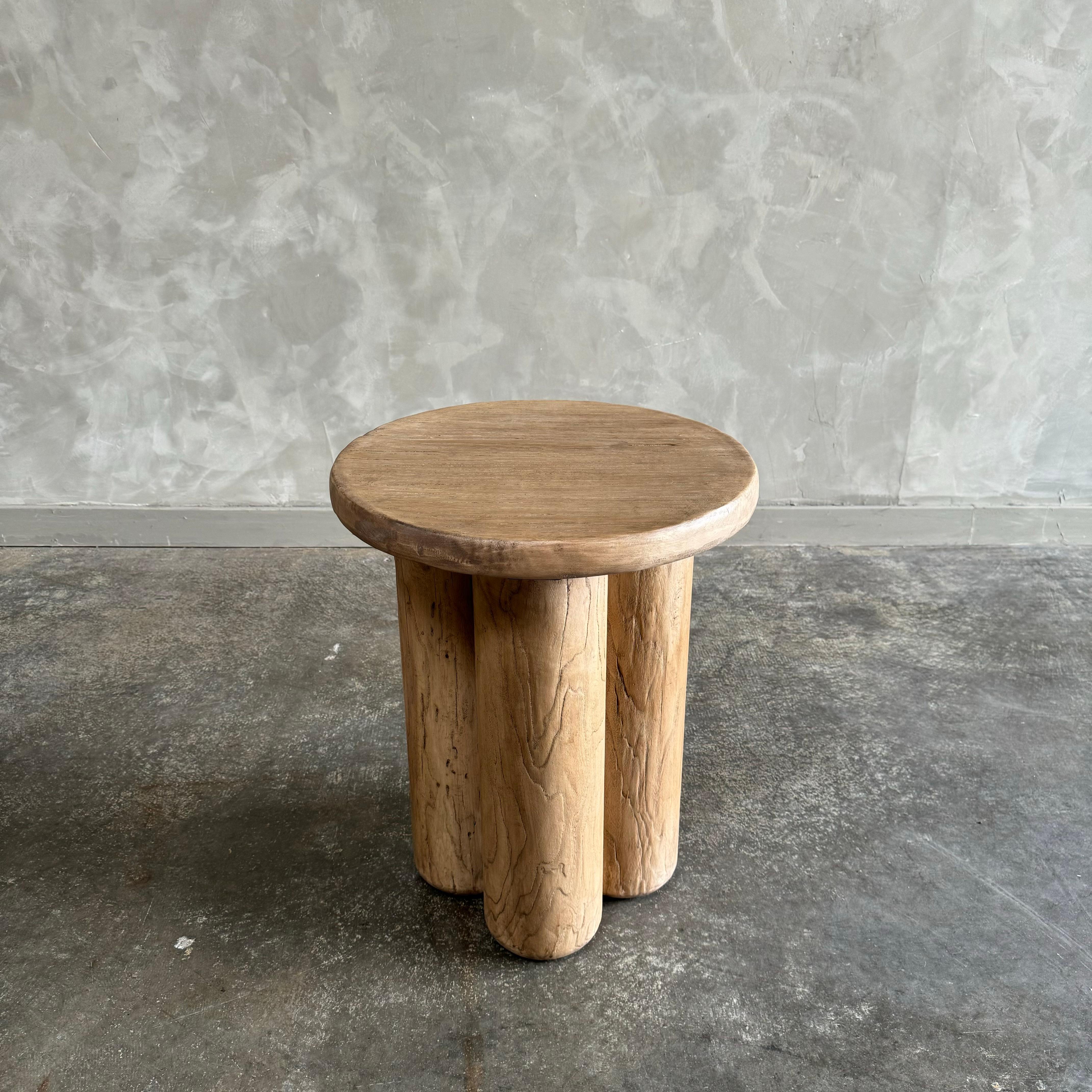 Contemporary Polaris Elm Wood Side Table For Sale