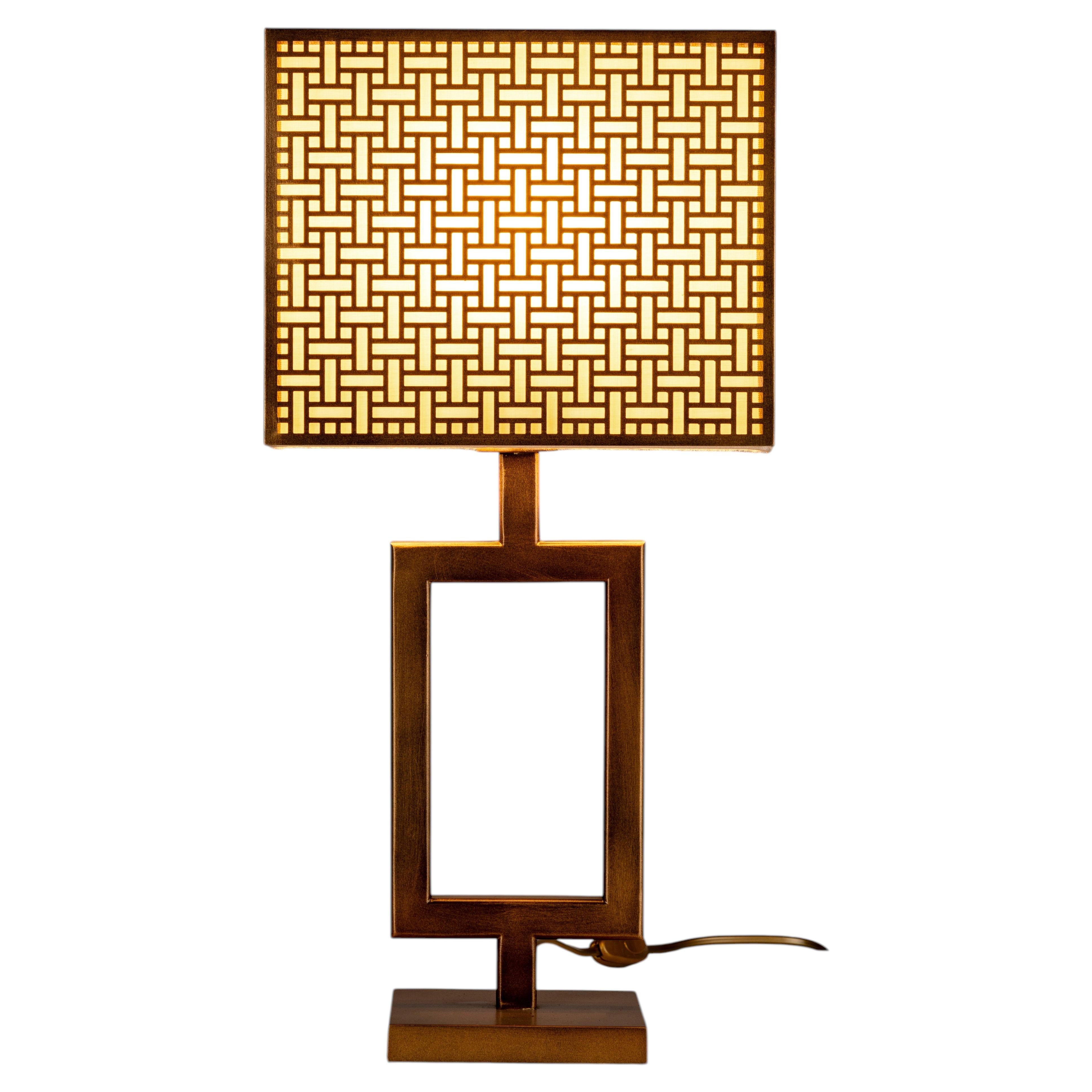Polaris - Italian Table Lamp in Burnished Metal For Sale