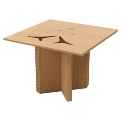 Modern Oak Wood & Stained Glass Table, Polaris Module B, MB Design Studios