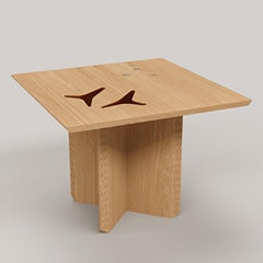 Modern Oak Wood & Stained Glass Table, Polaris Module A, MB Design Studios