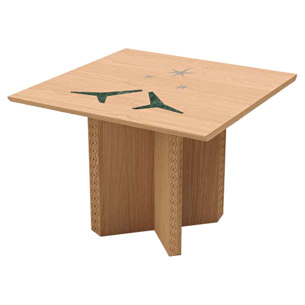 Modern Oak Wood and Green Marble Dining Table, Polaris Module B, MB ...