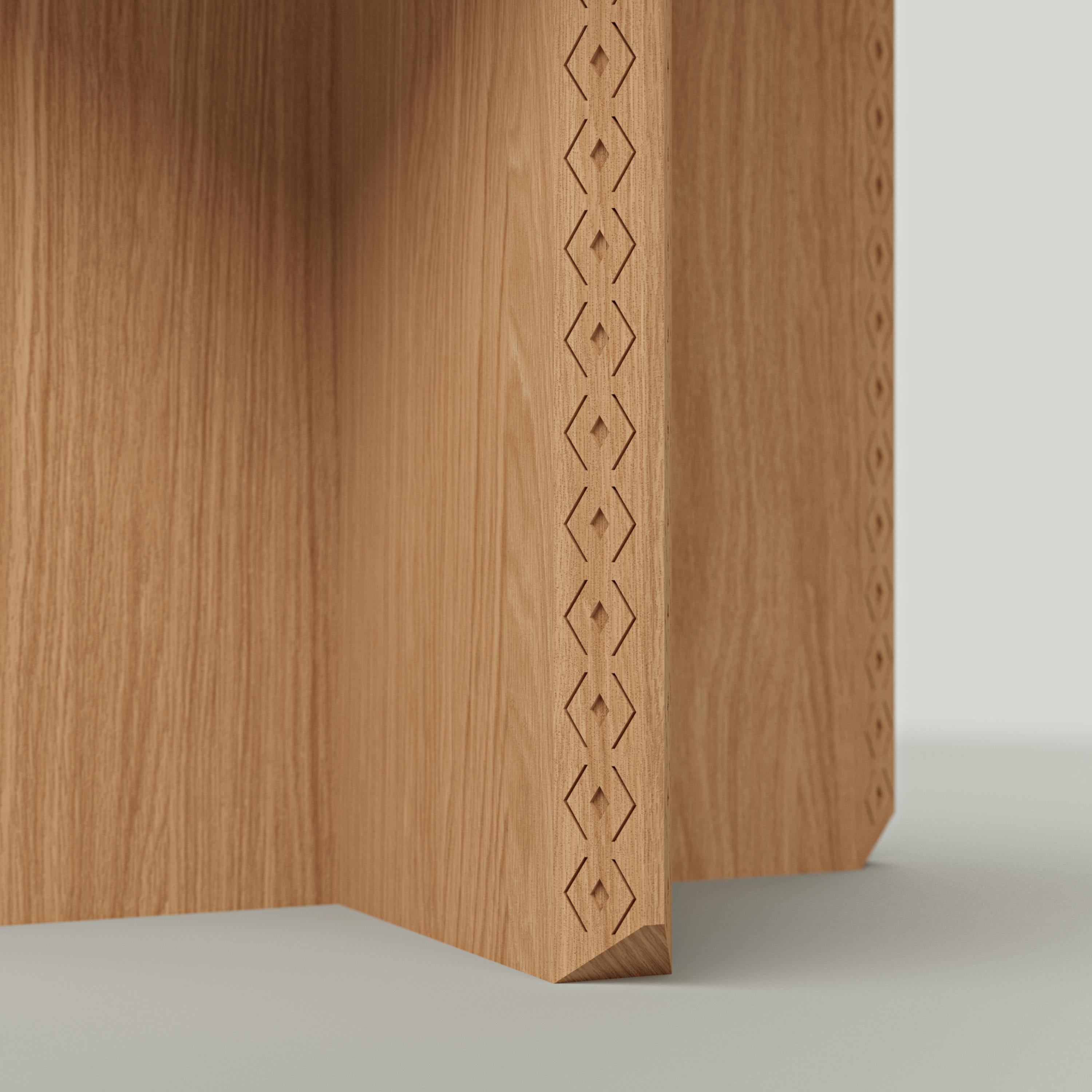 Modern Oak Wood & Green Marble Dining Table, Polaris Module C, MB Design Studios For Sale 2