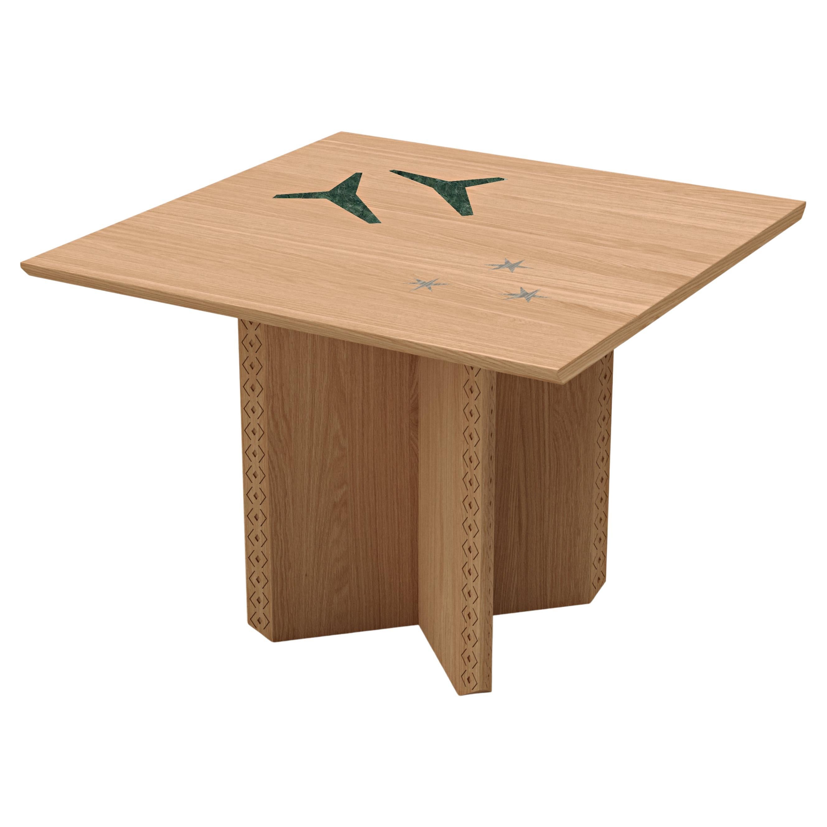 Tavolo da pranzo moderno in legno di Oak e marmo verde, Polaris Module C, MB Designs.