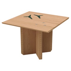 Tavolo da pranzo moderno in legno di Oak e marmo verde, Polaris Module C, MB Designs.