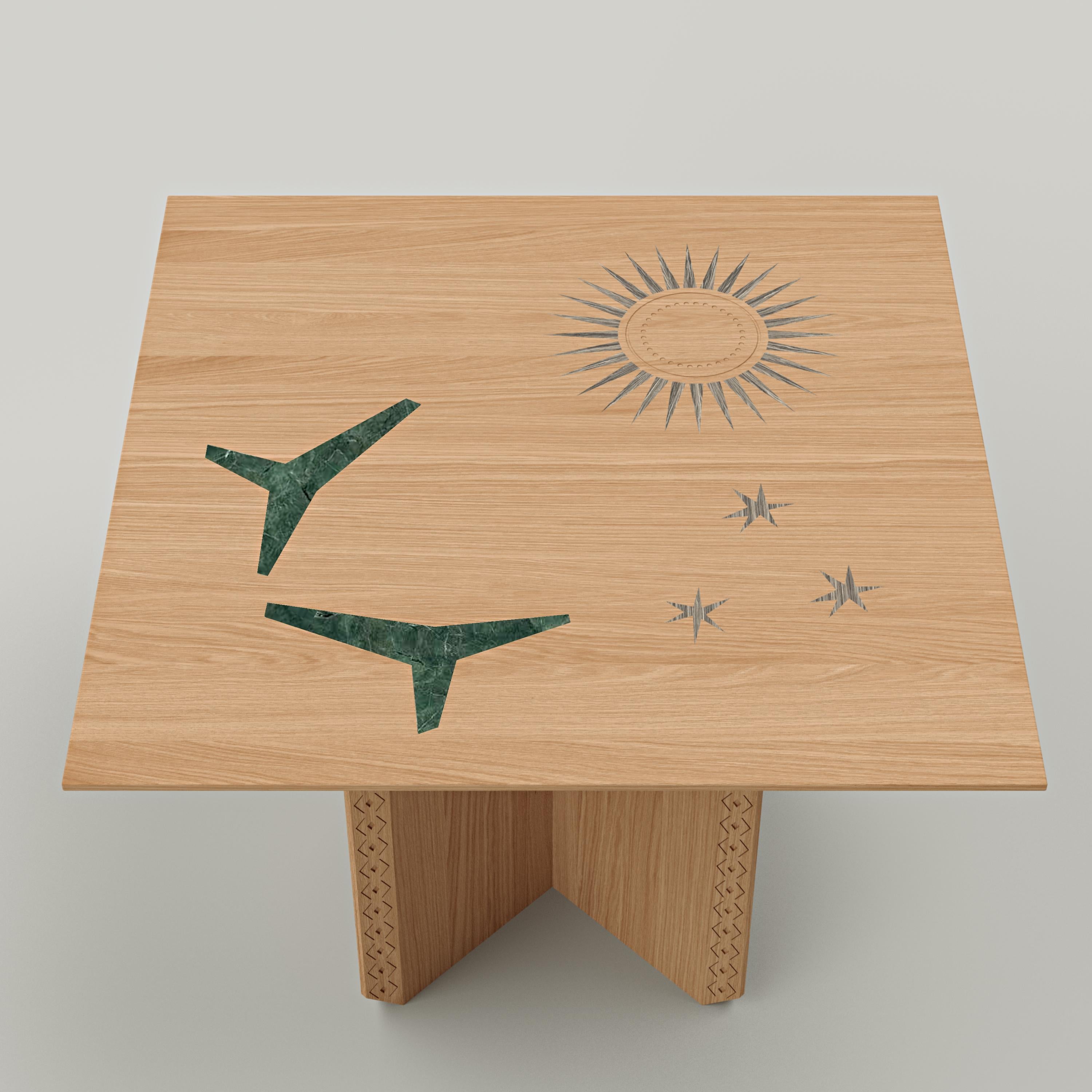 Libanais Table de salle à manger moderne en chêne et marbre vert Polaris Module A, MB Design Studios en vente