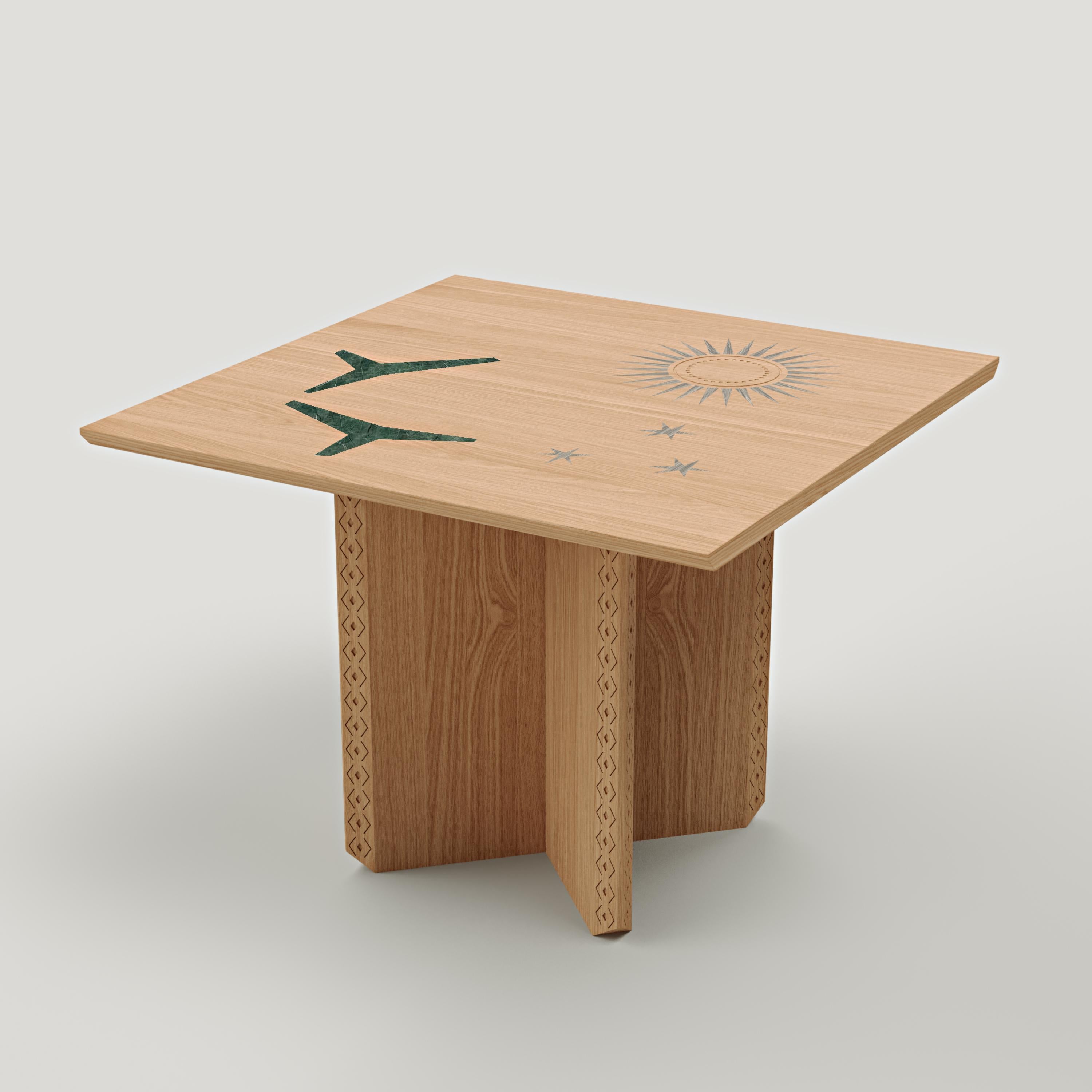 Table de salle à manger moderne en chêne et marbre vert Polaris Module A, MB Design Studios Neuf - En vente à Beirut, LB