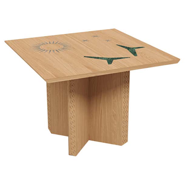 Modern Oak Wood and Green Marble Dining Table, Polaris Module A, MB ...