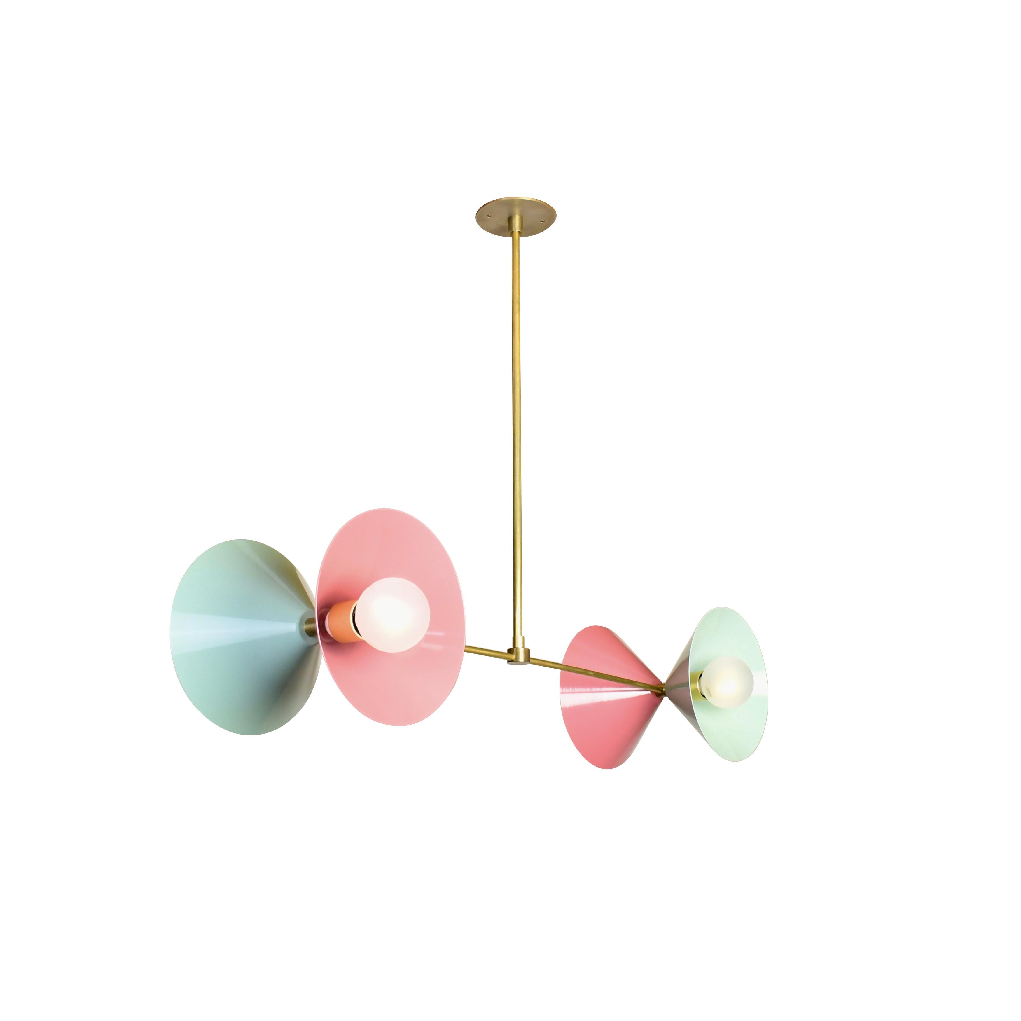 Modern Polarize Pendant Light in Brass with Celadon & Pink Enamel by Blueprint Lighting