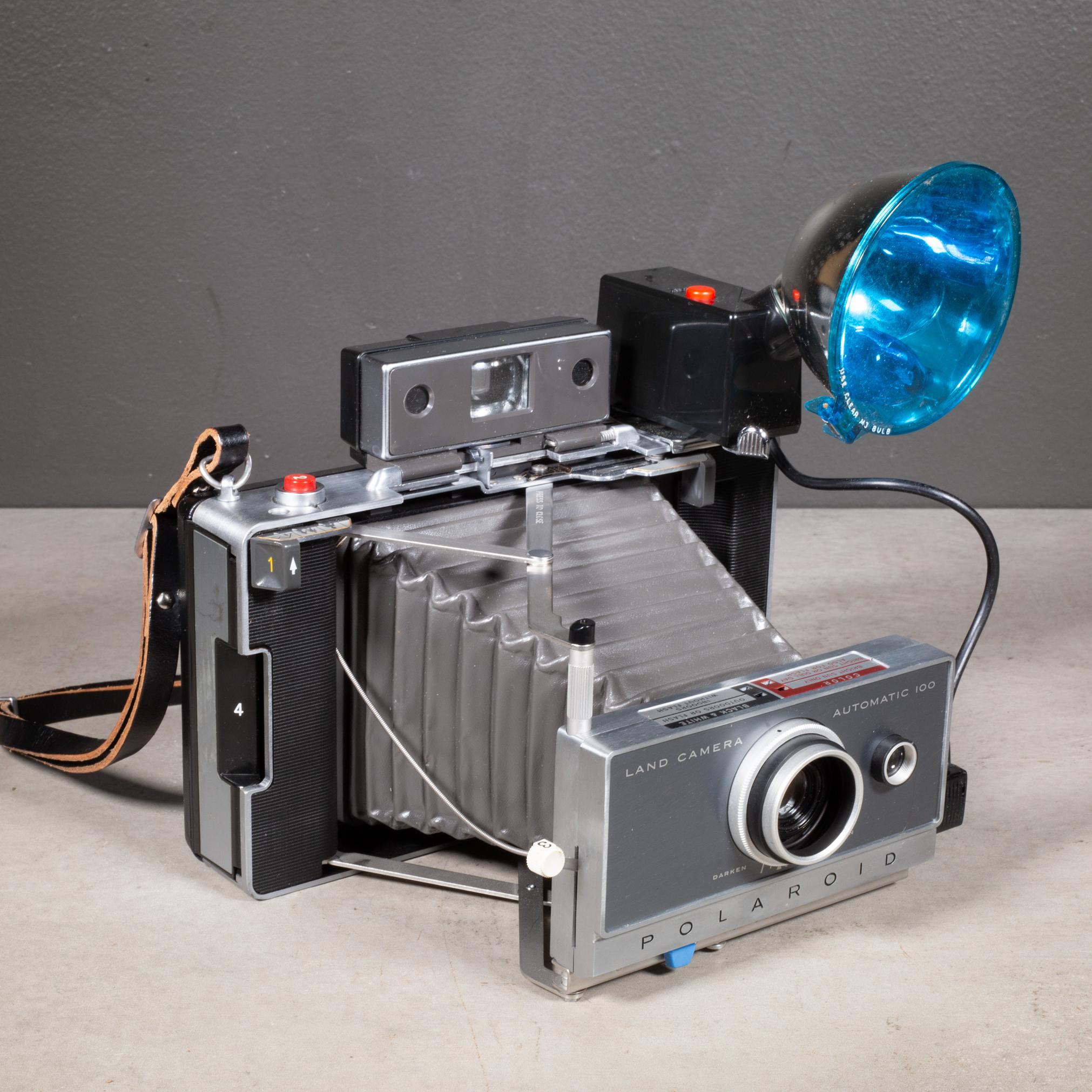 Mid-Century Modern Polaroid 100 Land Camera and Leather Case c.1963-1966 For Sale