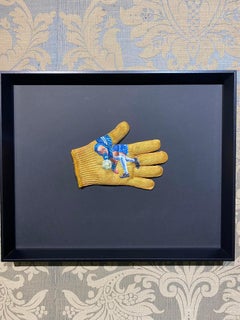 Landscape on glove 19 figurative oil painting football world cup by Polat Tayir